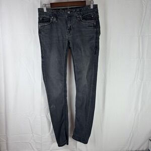 Rock Revival Jeans Womens 29x30 Gray Eleanor‎ Skinny Rhinestone Embellished